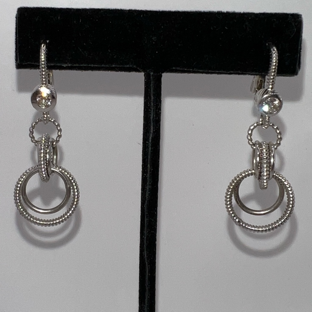 Judith Ripka Sterling Silver Hoop And Cz Earrings